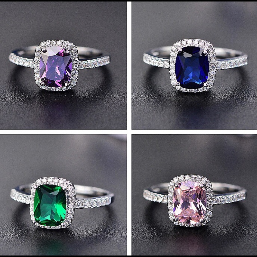 925 Sterling Silver Princess Cut Ring